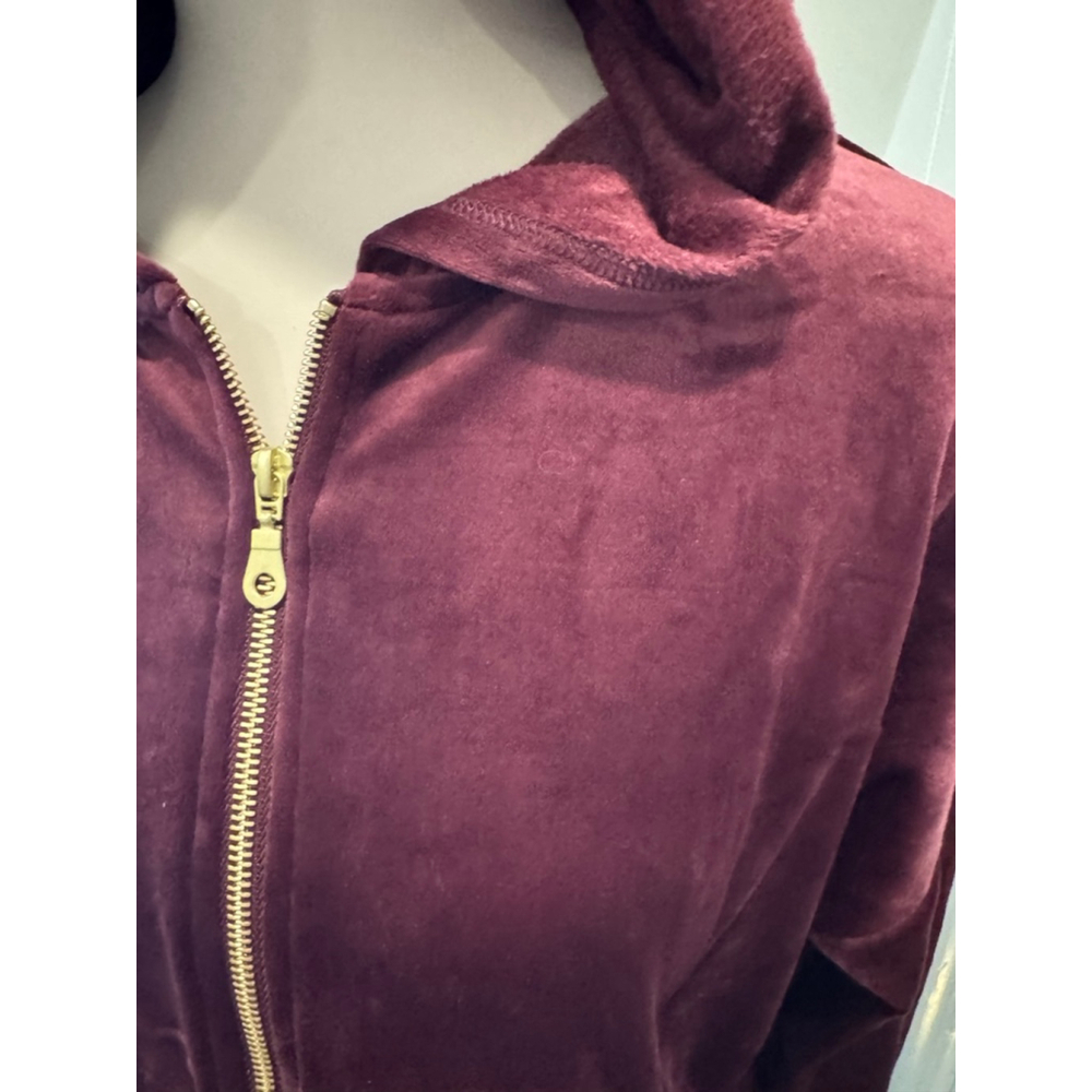Felina | Women's Luxe Velour Zip Hoodie Track Pants & Joggers | Color-Fig Size M - Picture 7 of 11